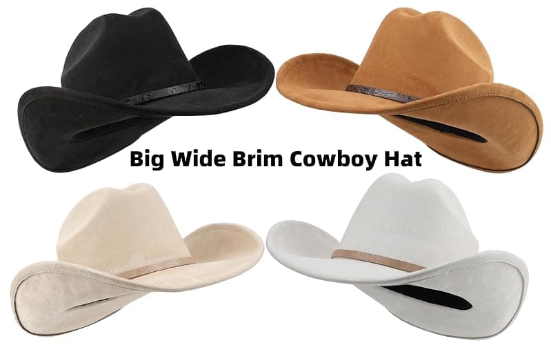 Melesh Big Cowboy Hat for Women Men Wide Brim Cowgirls Beach Cattleman Western Cowboys Hat thumbnail 6