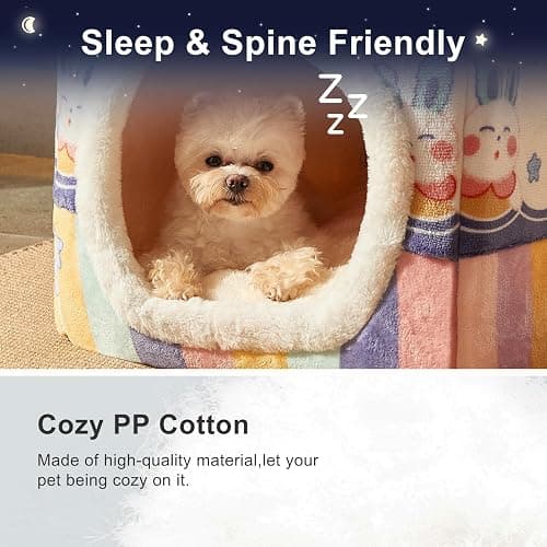 Facailaifu Dog&Cat House Dog&Cat Bed with Cover Cave with Non-Slip Bottom. (Rainbow, Large) thumbnail 2