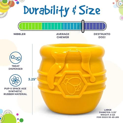 SodaPup Honey Pot – Durable Dog Treat Dispenser & Enrichment Toy Made in USA from Non-Toxic, Pet Safe, Food Safe Natural Rubber Material for Mental Stimulation, Problem Chewing, Calming Nerves, & More thumbnail 5
