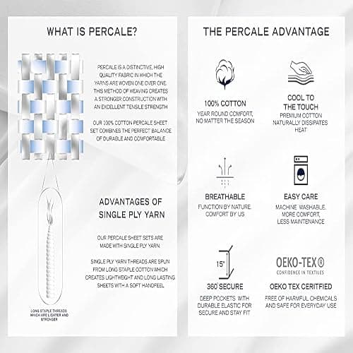 Nautica – Twin XL Size Sheet Set, Crisp Cotton Percale Bedding with Matching Pillowcase, Lightweight & Breathable Bed Sheets, Deep Pocket, College Dorm Room Essentials (Whitewood Sail Blue) thumbnail 4