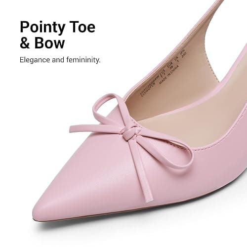 DREAM PAIRS Scarpe Slingback Tacco Basso Donna | Tacco kitten 5,5 cm, punta affusolata, fiocco, cinturino regolabile, fodera amica della pelle, eleganti. thumbnail 7