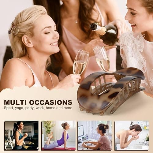 4 Pcs Set Flat Hair Clips for Women - Round Flat Claw Clips Strong Hold Lay Down Claw Clamps Hair Barrettes Alligator Clip- Simple Elegant Duckbill Hair Clip for Thick Thin Hair-B thumbnail 6