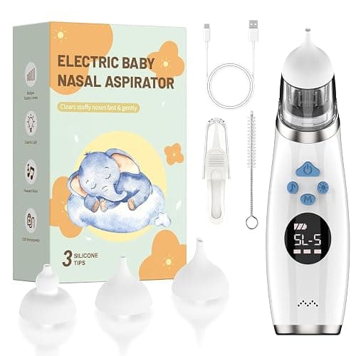 Mouche Bebe Electrique, Mouche nez Bébé confort 5 niveaux d'aspiration mouche-bébé 3 tailles Embout musique et lumière apaisantes affichage LED portable - Image 1