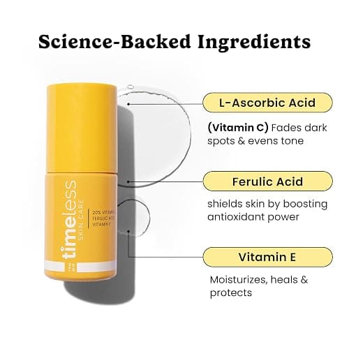 Timeless Skin Care Vitamin C Serum with Vitamin E & Ferulic Acid - Brightening Serum - for Oily & Dry Skin - Fragrance-Free - 1 oz thumbnail 2