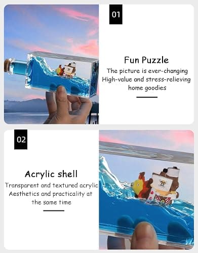 Unsinkable Thousand Sunny Anime Pirate Ship in A Bottle - Floating Boat Liquid Motion Ocean Desk Decor, Unique Birthday Gifts for Men Women Anime Lovers, Desk Ornament for Home Office Decorations thumbnail 7