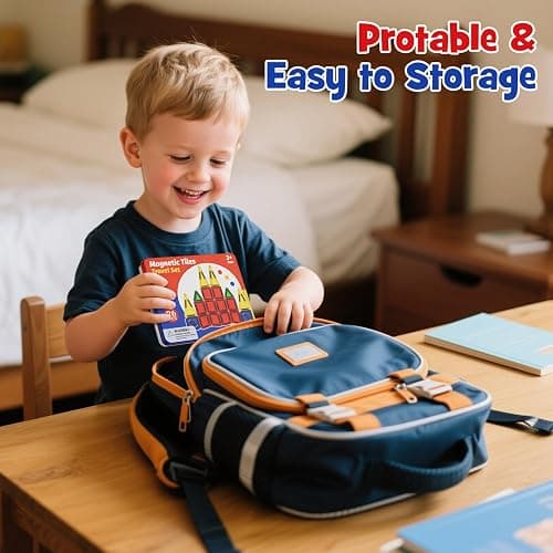 WMXDU Mini Magnetic Tiles with Iron Case, Magnetic Building Toys Kid's Travel Essential Portable Creativity On-The-Go Magnet Blocks STEM Travel Toys for Toddler Boys Girls Ages 3+, 26-Piece thumbnail 5