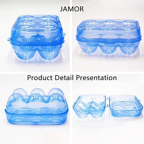 JAMOR 6 Grid Egg Storage Box Refrigerator Crisper Egg Protection Box Portable Egg Carriage Container For Camping Picnic Essential (Blue) thumbnail 4