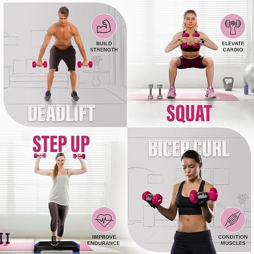 Yes4All Vinyl Coated Dumbbell, Set of 2 Cast Iron Dumbbells, Hexagon Head Prevents Rolling, Color Coded 2-15 Lb, Hand Weight Sets for Cardio, Aerobics & Step Workouts thumbnail 3