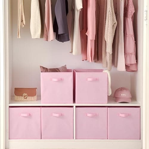 GRANNY SAYS Cube Storage Bins, Pack of 6 Fabric Storage Cubes 13 x 13, Foldable Square Storage Boxes for Shelves, Cube de Rangement en Tissu, Cubes Storage Organizer for Organising, Cube Bins Pink thumbnail 5