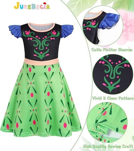4-5T Girls Nightgowns Princess Sleepwear 2-Pack Nightdress Flutter Sleeves Pajamas Nighties Dress for Toddler Kids 1-10Y thumbnail 3