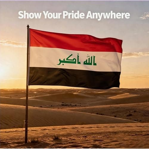 Iraq Flag 5ft x 3ft with Brass Eyelets – Polyester Iraqi Flag Banner for FIFA World Cup Football Matches, Fan Zones, Home & Garden Display thumbnail 9