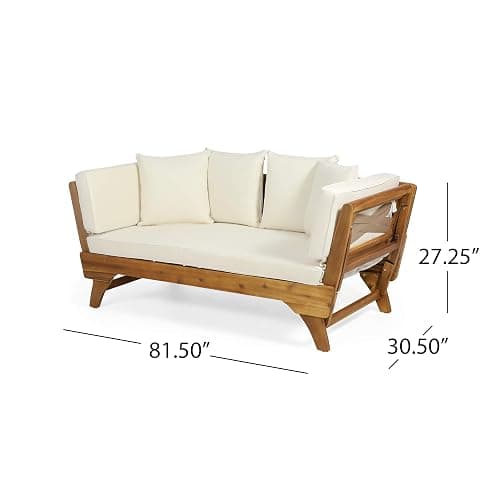 Christopher Knight Home Patrick Outdoor Acacia Wood Expandable Daybed with Water Resistant Cushions, Teak thumbnail 3