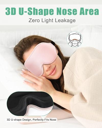BeeVines 2 Pack 3D Contoured Sleep Mask Sleeping Eye Masks for Lash Extensions, Night Molded Mask with Adjustable Strap, 100% Block Light Eye Shade Cover for Traveling Yoga Nap thumbnail 5