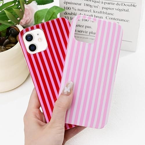 SleekCover Compatible with iPhone 11 Case,Cute Kawaii Aesthetic Striped Pattern Cover for Women Girls,Soft TPU Shockproof Protective Stylish Case for iPhone 11 6.1",Blue thumbnail 8
