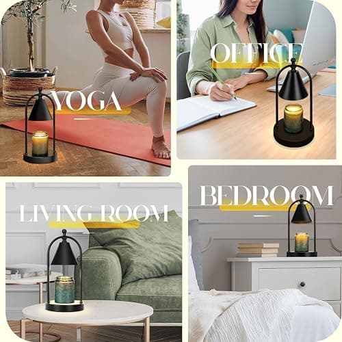 Soilsiu Candle Warmer Lamp with Timer, Electric Black Candle Warming Light for Bedroom, Dimmable Wax Melts Warmer for Home Decor Beside Lamp Gifts for Women (2 Bulbs Included) thumbnail 7