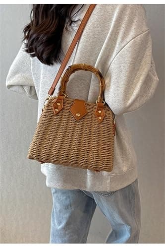 Cross Body Handbags for Women Straw Woven Beach Bag 2025 Summer Handmade Purses Wicker Rattan Bag Holiday thumbnail 2