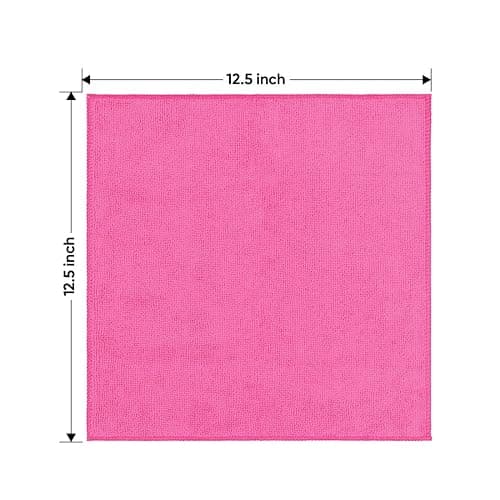 HOMEXCEL Pink Microfiber Cleaning Cloth 12 Pack, 12.5 x 12.5 inch Microfiber Towels for Cars, Ultra Absorbent Car Washing Cloth, Lint Free Streak Free Cleaning Rags for Car, Kitchen, and Window thumbnail 2