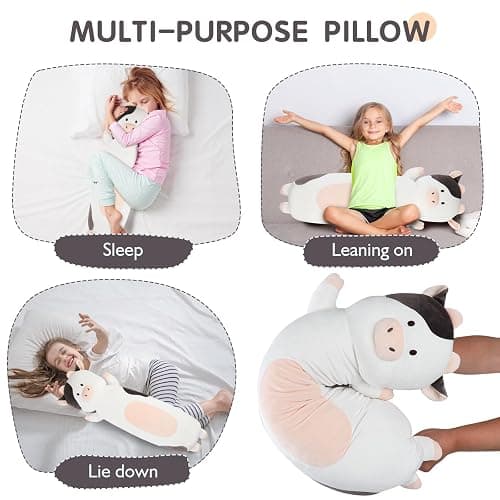 Dalmao 36 inch Milk Cow Stuffed Animal, Soft Long Cuddle Squishy Pillow, Cute Cow Print Body Pillow Plushies Toy Gift for Kids, Boys Birthday thumbnail 6