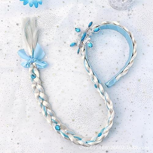 Tatibana Ice Princess Dress Up Wig, Long Haired Princess Long Braided Wig Headband Girl Role Playing Hair Accessories Clothing Accessories thumbnail 7