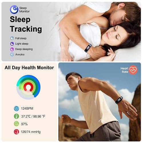 Fitness Tracker with Step/Distance/Calories Counter, Activity Tracker with Heart Rate Monitor, Slim Style Watch IP68 Waterproof, Sleep Monitor Tracker, Pedometer Watch for Women Men thumbnail 3