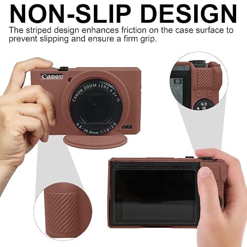 Leayjeen Silicone Protective Case Compatible with Canon G7X Mark III Digital Camera with Detachable Lens Cover and Silicone Soft Shell Design (Coffee Brown) thumbnail 4