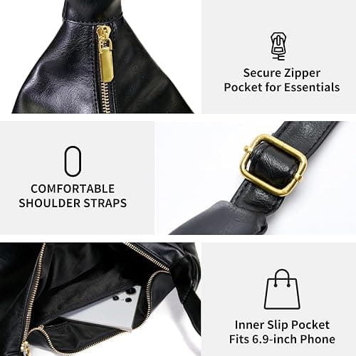 celestina Hobo Bags for Women, Ultra Soft Foldable Vegan Leather Shoulder Handbag, Stylish Slouchy Tote Purses thumbnail 5