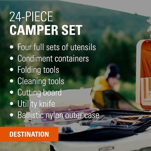 GSI Outdoors Destination Kitchen Set 24‑Piece, Full Camp Kitchen Kit, Cutlery for Persons, Pivot Tools, Spice Shakers & Carry Travel Case thumbnail 2
