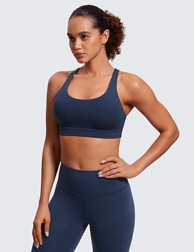 CRZ YOGA Naked Feeling Strappy Sports Bras | Medium Support, Removable Pads, Yoga, Sleek, Scoop Neck, for Women thumbnail 2