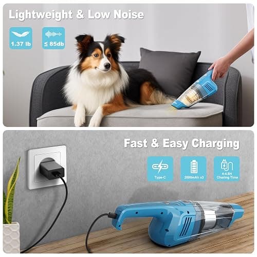 TROIZO Handheld Vacuum Cordless, 14500PA Powerful Suction Hand Held Vacuum Cleaner with Brushless Motor, Rechargeable and Portable Car Vacuum for Home Office Car Pet thumbnail 4