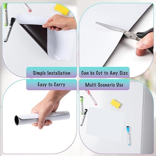 2-Pack Magnetic Dry Erase Board Sheet for Refrigerator, 12"X8" Erasable Fridge Whiteboard with 4 Markers & 1 Eraser, Small Flexible Magnet Blank Notepad for Home Kitchen Organizer Planner to-Do List thumbnail 6