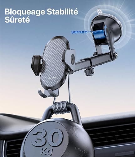 Miracase Support Téléphone Voiture [2025 Ventouse Puissante] Porte Telephone Voiture Tableau de Bord, Rotation 360° Portable Ventouse pour iPhone Compatible avec 4-7.2" Smartphone thumbnail 4