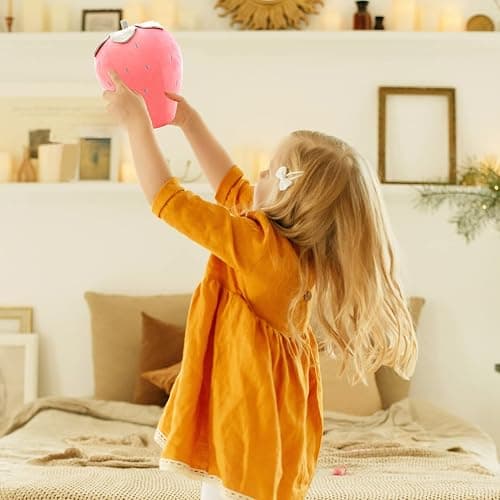 Cute Fruit Kids Pillow Stuffed Strawberry Plush Pillows Super Soft Girls Pillows Cushion Seat for Kids Toys (Pink,7.8"/20cm) thumbnail 4