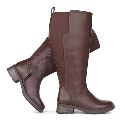 Chicblooms Women's Extra Wide Calf Knee High Boots with Side Zipper and Stretch Panel - Image 1