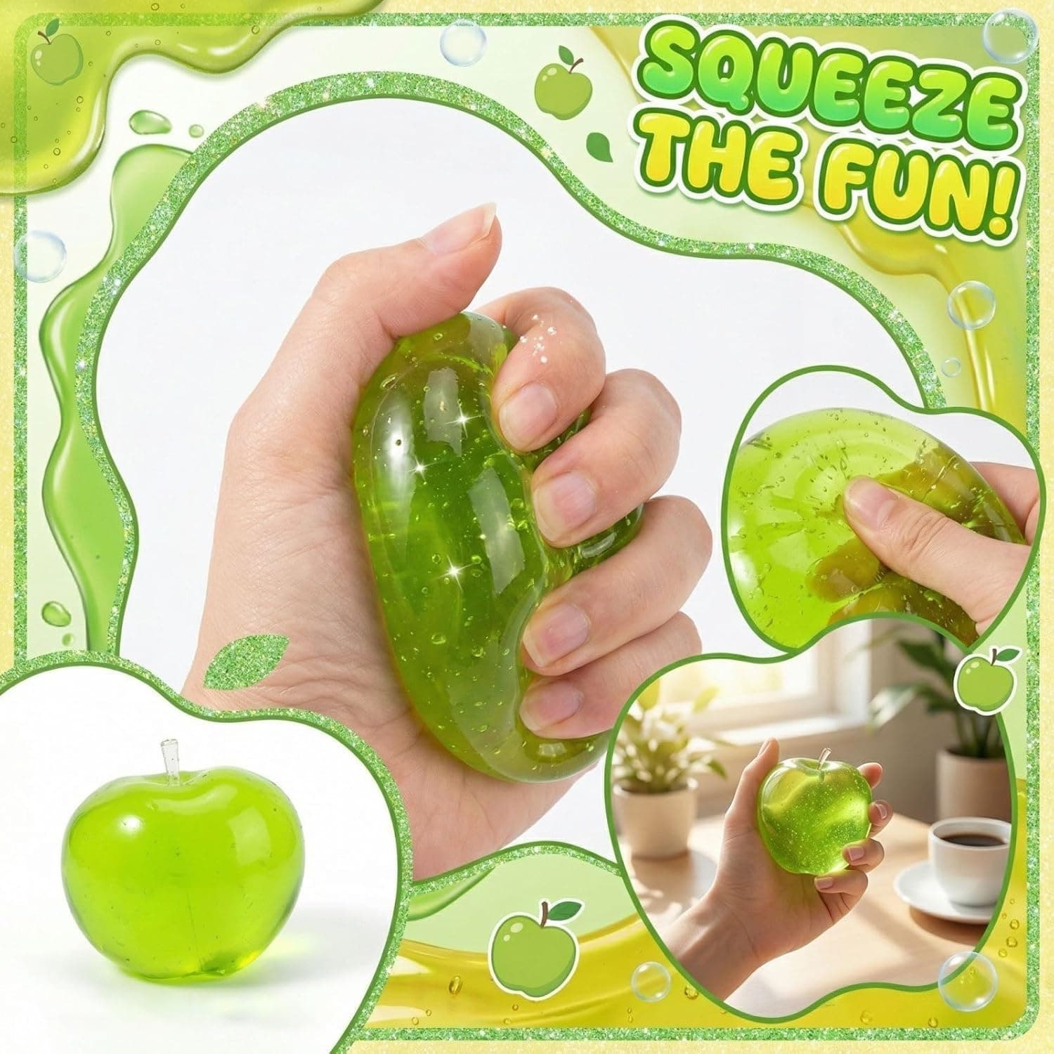 Green Apple Squishy, Squishy Apple, Sticky Fruit Squishies with Transparent Realistic Color (Green*1) thumbnail 2