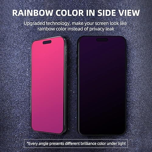EGKimBa Privacy Screen Protector Compatible with iPhone 14 Pro Max, iPhone 16 Plus, 15 Plus, 6.7 inch Gradient Colorful Electroplated Anti-Spy Anti-Blue Light Tempered Glass - iPhone 14 Pro Max, 15 Plus, 16 Plus thumbnail 3