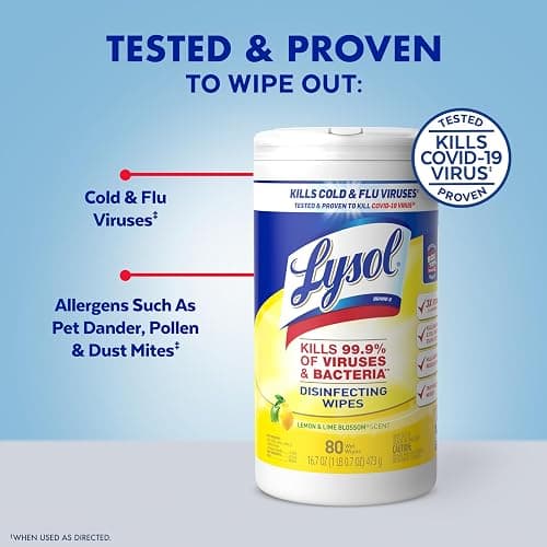 Lysol Disinfectant Wipes Bundle, Dorm Room Essentials, Multi-Surface Cleaning Wipes, For Disinfecting & Cleaning, Lemon & Lime Blossom, Crisp Linen, Mango & Hibiscus, 3x80 ct thumbnail 4