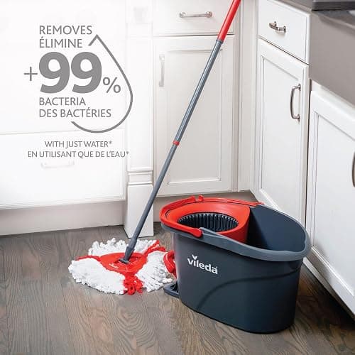 Vileda EasyWring Spin Mop & Bucket Floor Cleaning System with Power Mop Head | Hands-Free Wringing Mop Bucket | Extendable Handle | Safe on All Floor Types| Mop Refill Removes Tough Dirt and Grime thumbnail 2