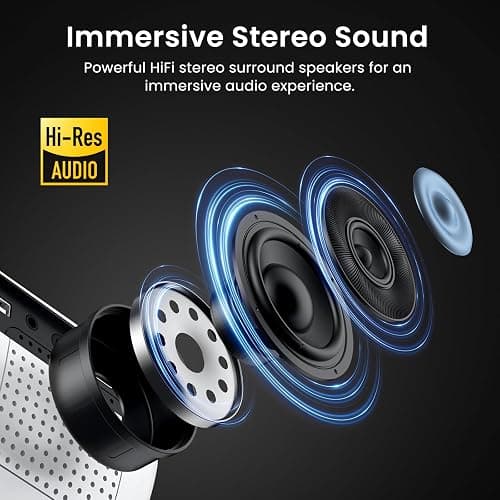 HAPPRUN Native 1080P Bluetooth Projector, Full HD Portable Outdoor Movie Projector with Built-in Speaker, Compatible with Smartphone, HDMI, USB, AV, Fire Stick, PS5 for Home, Bedroom, Outdoor Use thumbnail 4