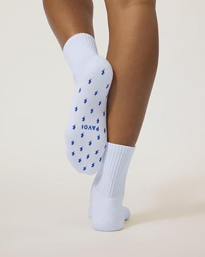 PAVOI ACTIVE Pilates Socks with Grips for Women - One Size Non Slip Quarter-Crew Grip Socks for Yoga, Barre - Bamboo Blend thumbnail 5