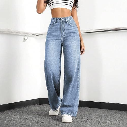 Mars power Straight Leg Jeans for Women,High Waisted Wide Leg Loose Stretchy Boyfriend Denim Pants Baggy Jeans for Women thumbnail 4