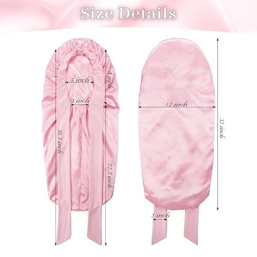 PHILIGHTS Long Satin Bonnet with Tie Band, Reversible Silk Hair Bonnet for Sleeping Women with Curly or Braided Hair thumbnail 5
