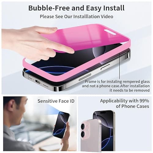 Juvraixo for iPhone 16 Plus Privacy Screen Protector 6.7 inch Gradient Colorful 16Plus Tempered Glass 28° Anti-Spy Private Anti Blue Light Full Coverage Anti-Scratch HD Easy Installation Frame 2 thumbnail 4