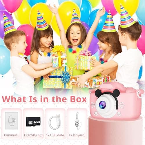 Kids Camera, 1080P HD 2.0 Inch Screen Kids Digital Camera with 32GB Card and Reader, for Age 3-13 Years Old Boys and Girls Birthday Christmas Toy thumbnail 7