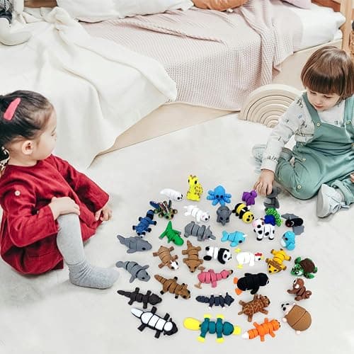 25PCS Mini Animal Figurines Set, 3D Printed Articulated Flexible Fidget Toys for Adults, Stress Relief Sensory Toys, Cute Desk Decor for Home Office, Party Favors, Gift Ideas (36 Animals B) thumbnail 2