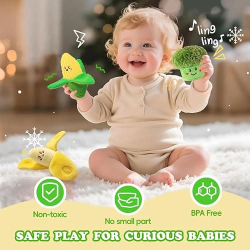 SAIMAND Baby Toys 6-12 Months,16PCS Montessori Plush Sensory Play Food Gift | Color Sorting Fruit & Vegetable Sensory Toys for Babies, Soft Play Food with Crinkle & Rattle,Gifts for 1-Year-Old Boys&Girls thumbnail 5