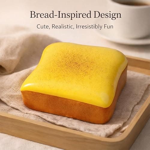 2 Pack Bread Squishy, Slow Rising Toast Squishy, Cute Fidget Toys for Desk Breaks, Palm-Size Squeeze Toy, Party Favor Gift, Stocking Stuffer thumbnail 5
