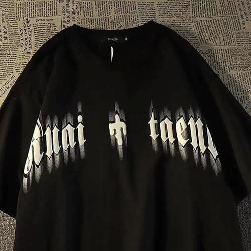 Gothic Casual Loose Oversized T-Shirt Harajuku Street Trend Men and Women Personalized Print Rock Animation Punk thumbnail 2