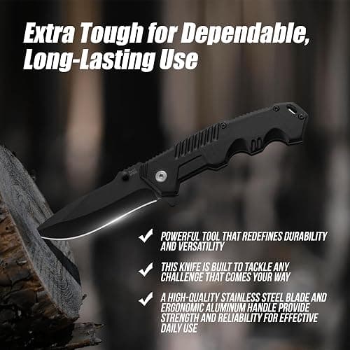 AOSILEY Pocket Folding Knife with Stainless Steel Point Lock Blade Knives and Lightweight Lockback Multi-Tool for Camping, Outdoor, Hunting，Survival and EDC thumbnail 2