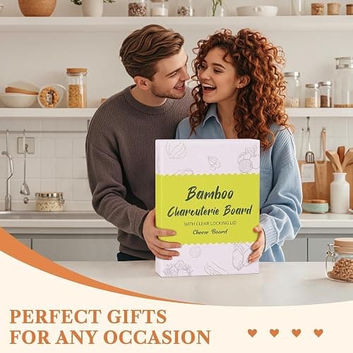 2-in-1 Charcuterie Board with Lid, Large Cutting Board for Kitchen, Travel Portable Bamboo Cheese Board, Covered Serving Tray, House Warming Birthday Gifts for Her Him Women Men Mom Dad thumbnail 8