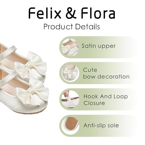 Felix & Flora Toddler Flower Girl Dress Shoes - Girl Ballet Flats Party School Shoes Wedding thumbnail 7